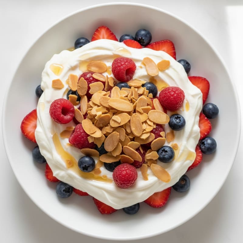 Greek Yogurt Protein Parfait with Berries and Almonds