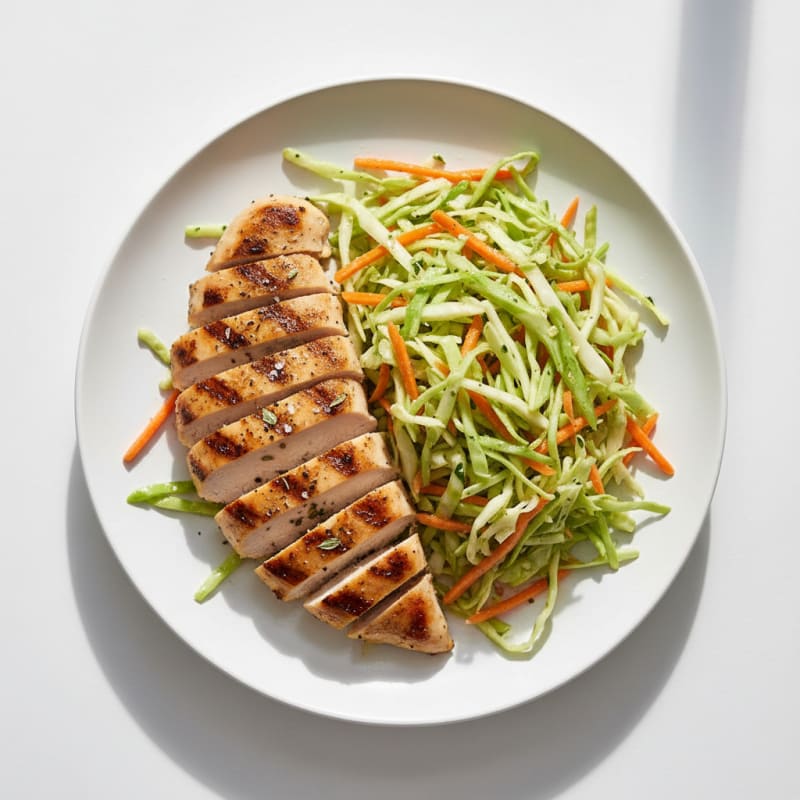 Grilled Chicken Breast with Crunchy Cabbage Slaw