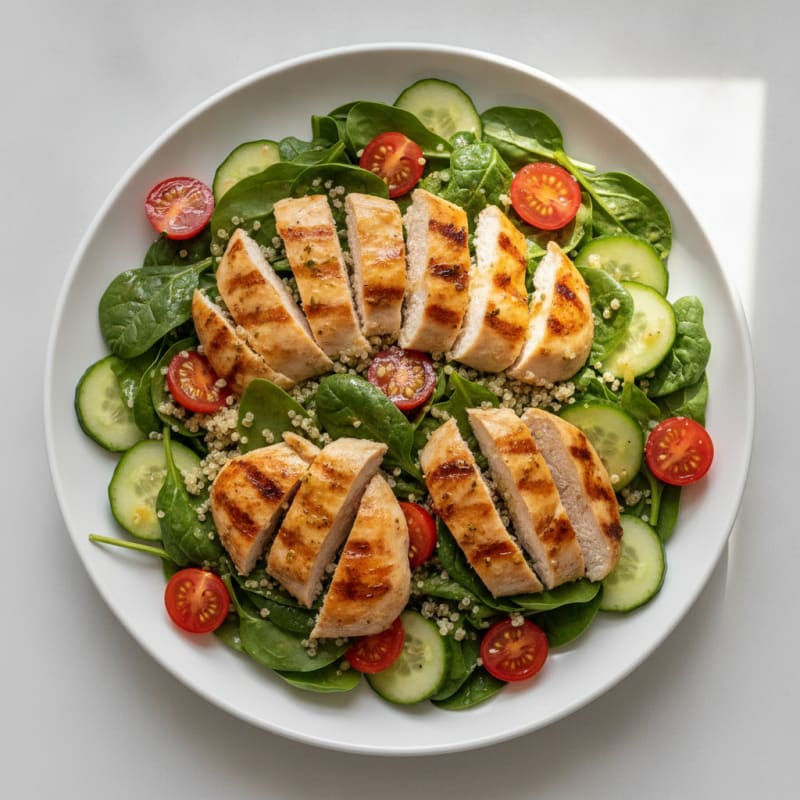 Grilled Chicken and Quinoa Spinach Salad