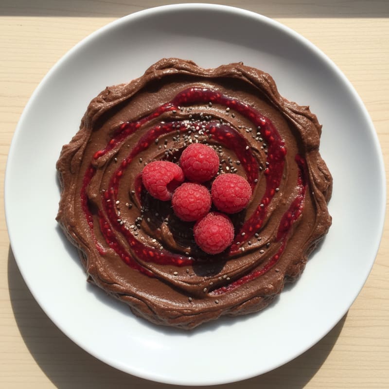 Chocolate Avocado Mousse with Raspberry Swirl