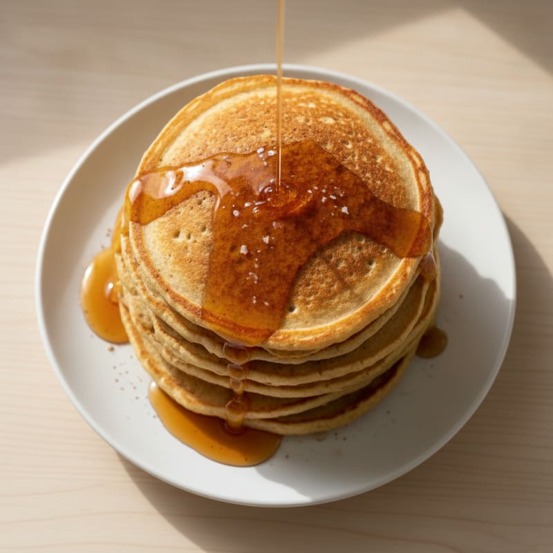Fluffy Buttermilk-Style Pancakes with Maple Syrup