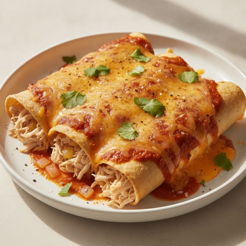 Chicken Enchiladas with Red Chili Sauce