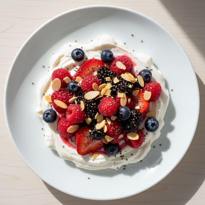 Silky Greek Yogurt Protein Pudding with Mixed Berries