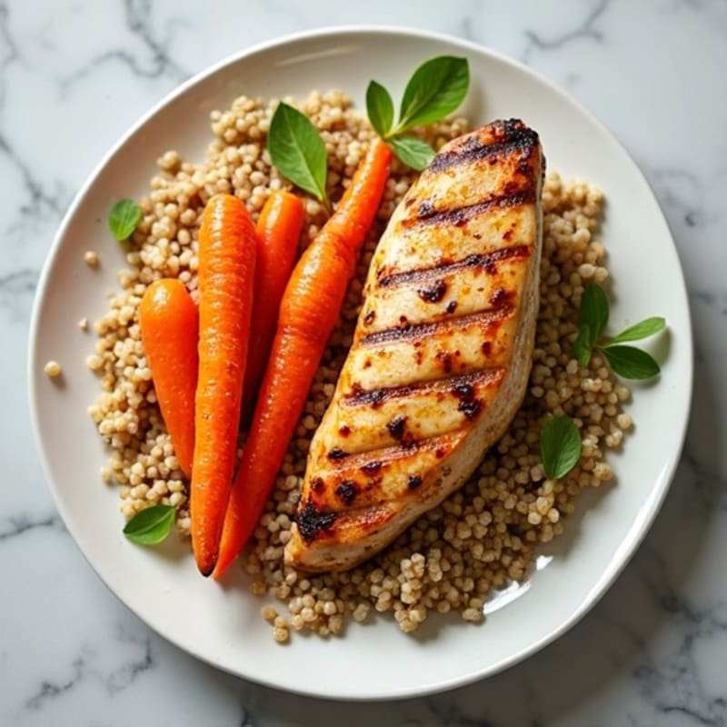 Grilled Chicken Breast with Roasted Carrots and Quinoa
