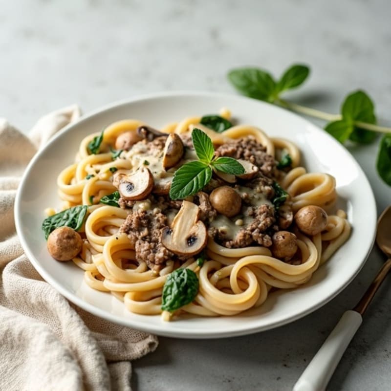 Lean Beef and Mushroom Creamy Noodles