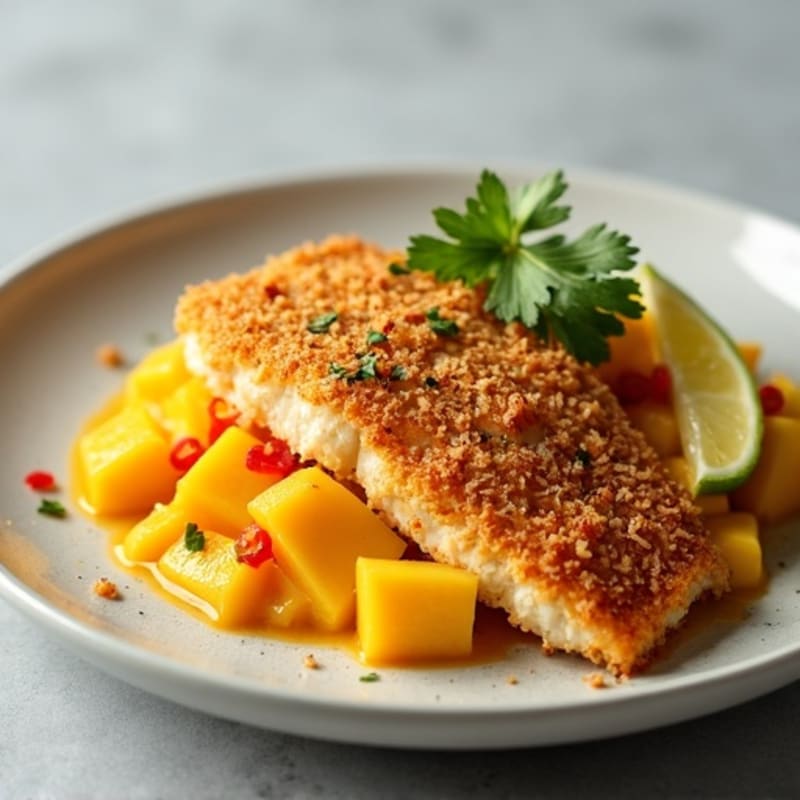 Crispy Coconut-Crusted Cod with Mango Chili Sauce
