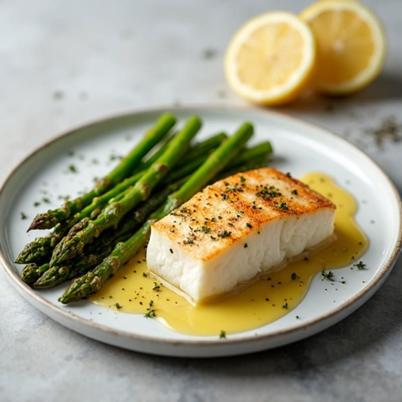 Seared Cod Filet with Roasted Asparagus