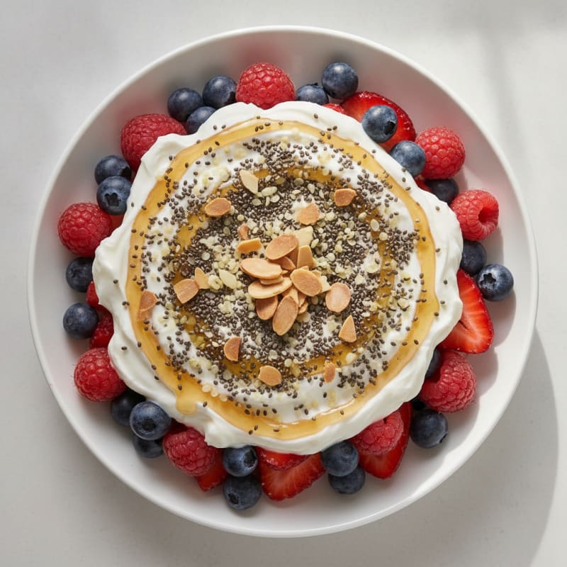 Creamy Greek Yogurt Parfait with Mixed Berries and Chia Seeds