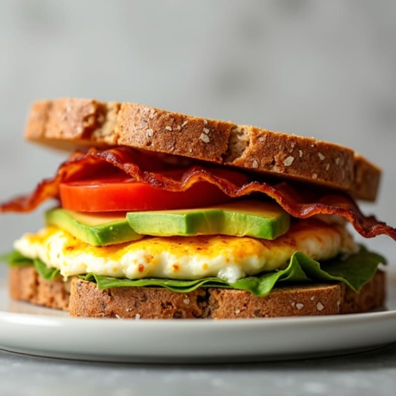 Crispy Bacon, Creamy Avocado, and Fresh Tomato Whole Wheat Sandwich