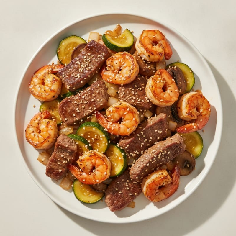 Hibachi-Style Steak and Shrimp with Vegetables