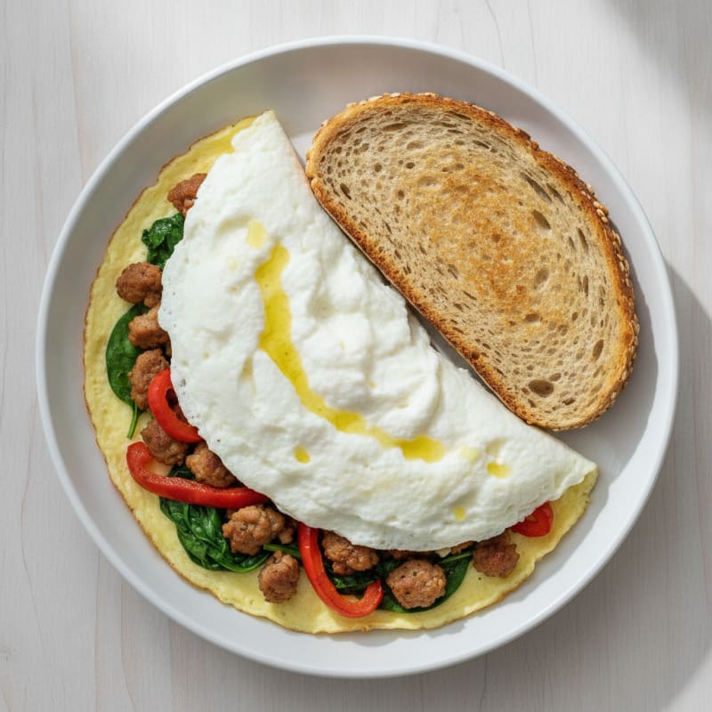 Egg White Veggie Omelet with Turkey Sausage