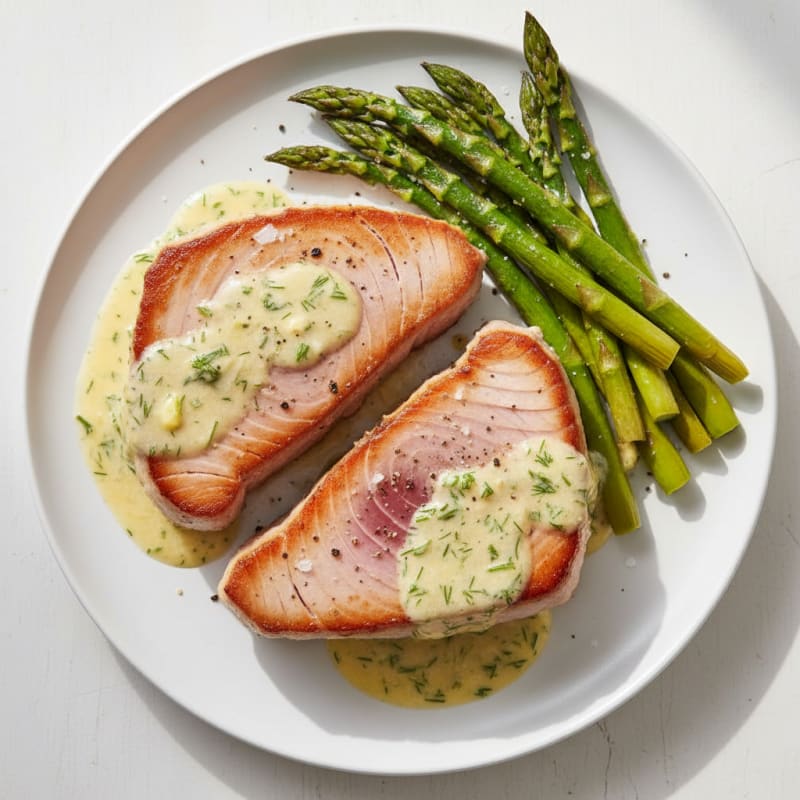 Pan-Seared Tuna with Lemon-Dill Sauce