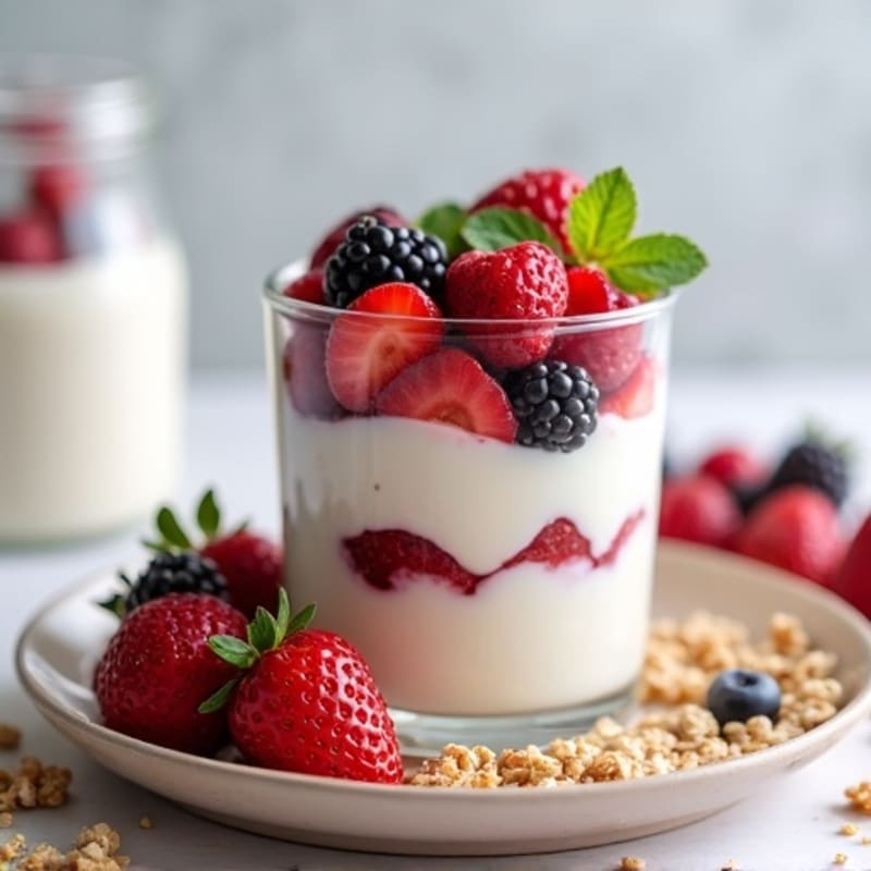 Greek Yogurt Protein Parfait with Mixed Berries