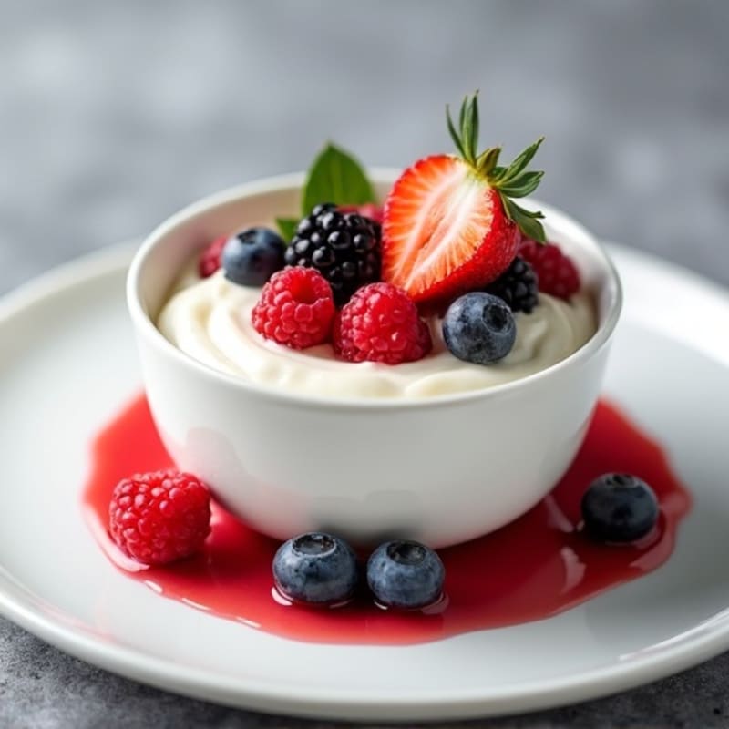Silky Greek Yogurt with Protein Powder and Fresh Berries