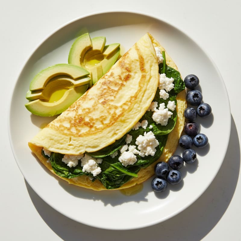 Egg White Spinach Omelette with Cottage Cheese