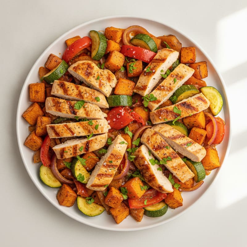 Chicken and Roasted Vegetable Skillet