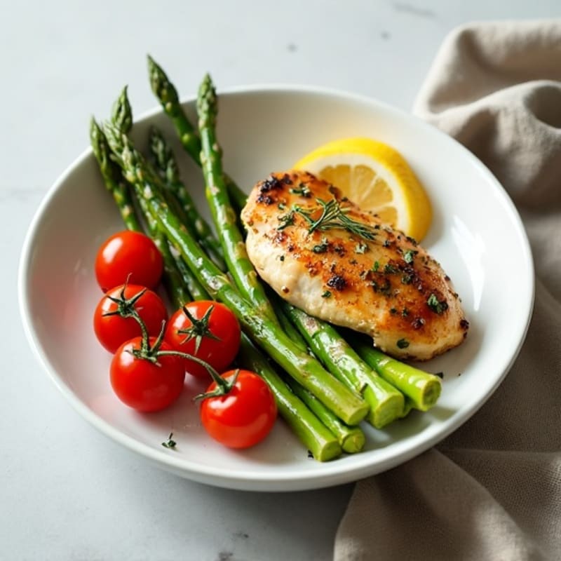 Lemon Herb Roasted Chicken with Asparagus