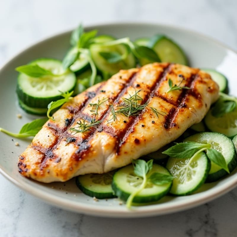Grilled Chicken Breast with Crunchy Cucumber Salad