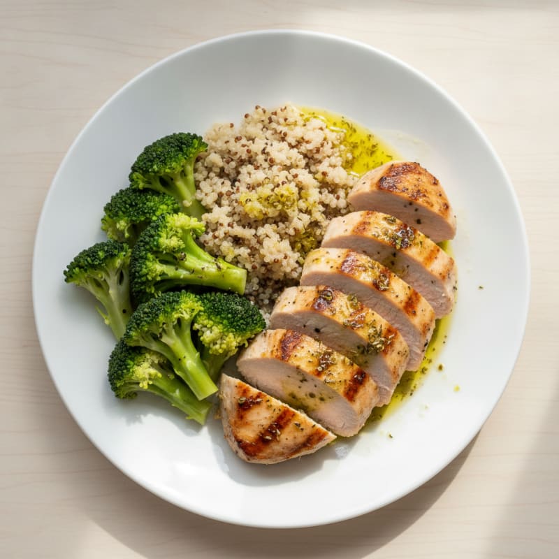 Grilled Turkey Breast with Quinoa and Steamed Broccoli