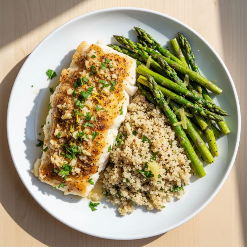 Baked Lemon Herb Cod with Asparagus