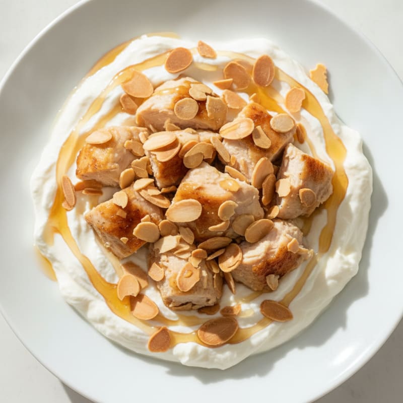 Creamy Protein Yogurt with Chopped Chicken and Almonds