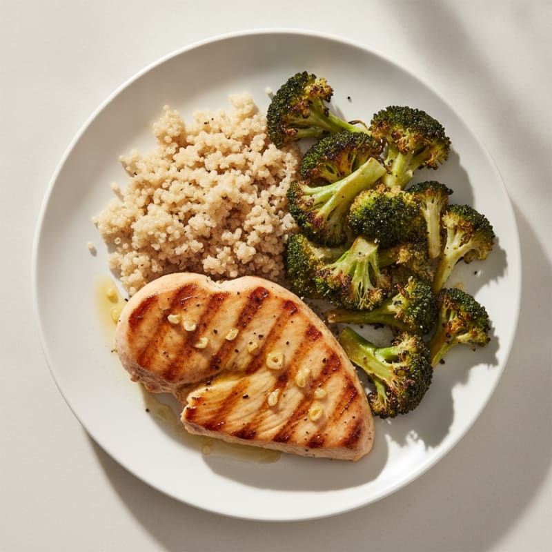 Grilled Turkey Breast with Roasted Broccoli and Quinoa