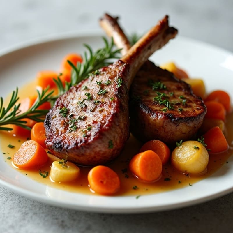 Grilled Herb Lamb Chops with Roasted Root Vegetables