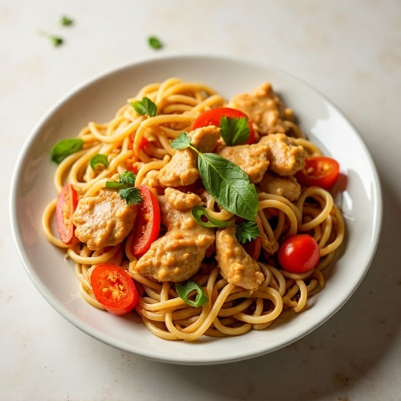 Silky Peanut Chicken Noodles with Crunchy Veggies
