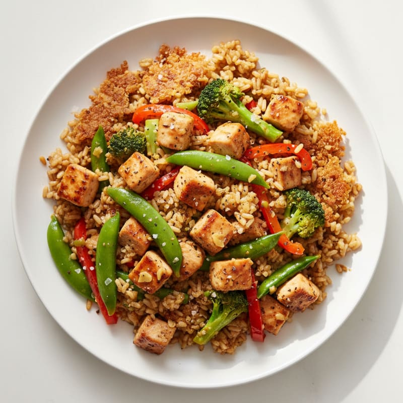 Crispy Brown Rice Vegetable Stir-Fry