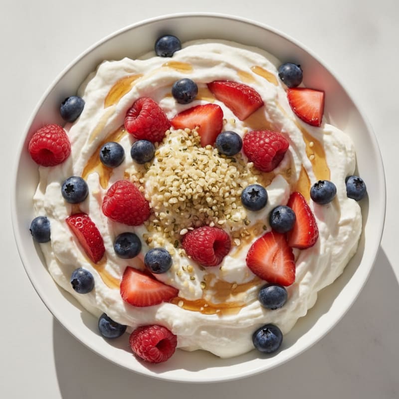 Silky Greek Yogurt Protein Mousse with Mixed Berries