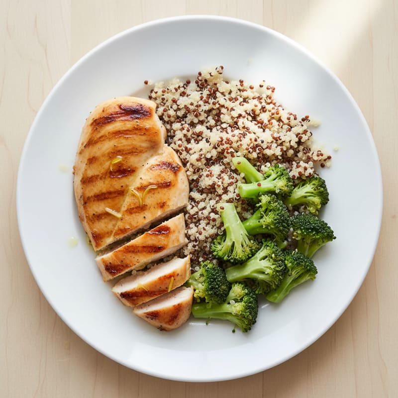 Grilled Chicken Breast with Quinoa and Steamed Broccoli