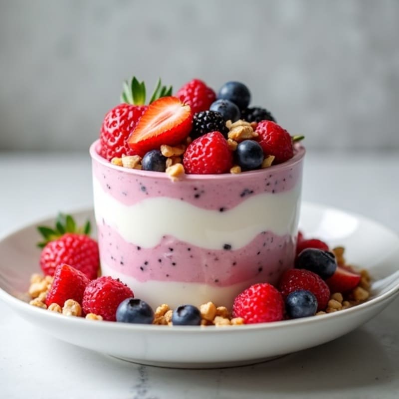 Greek Yogurt Protein Parfait with Mixed Berries and Almond Butter