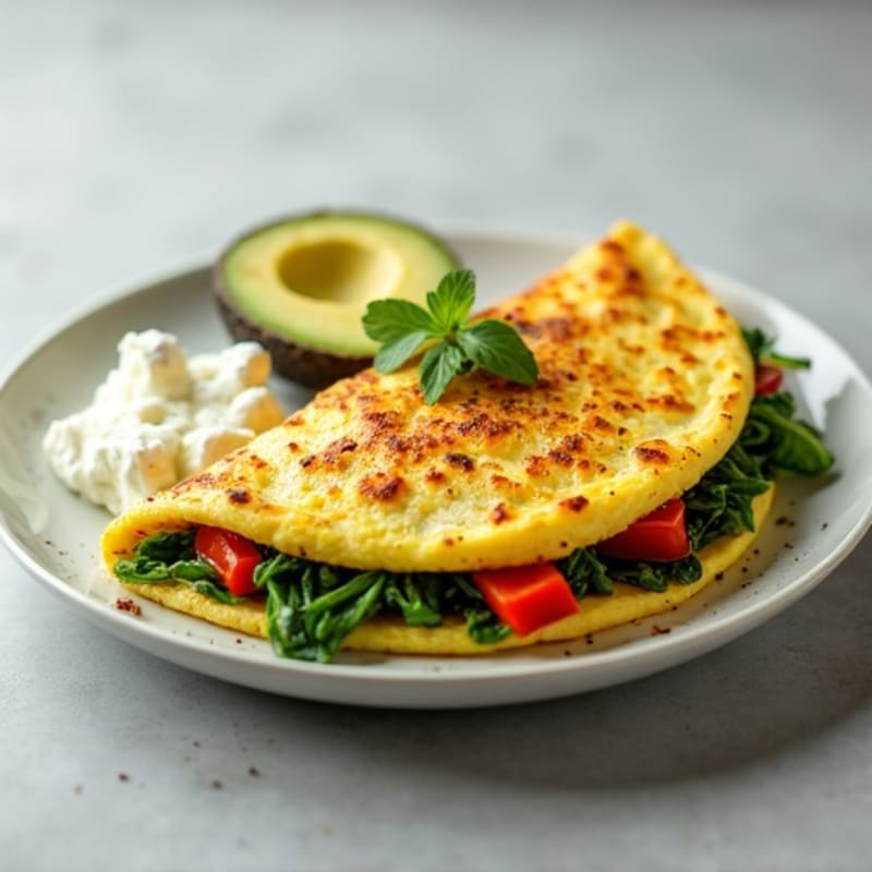 Egg White Spinach Omelette with Cottage Cheese