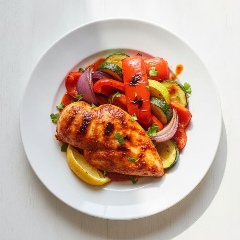 Spicy Harissa Chicken with Roasted Vegetables