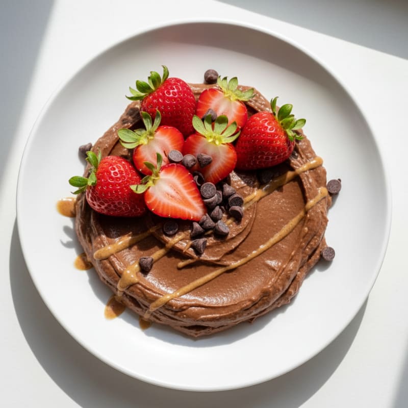 Silky Chocolate Protein Pudding with Fresh Strawberries