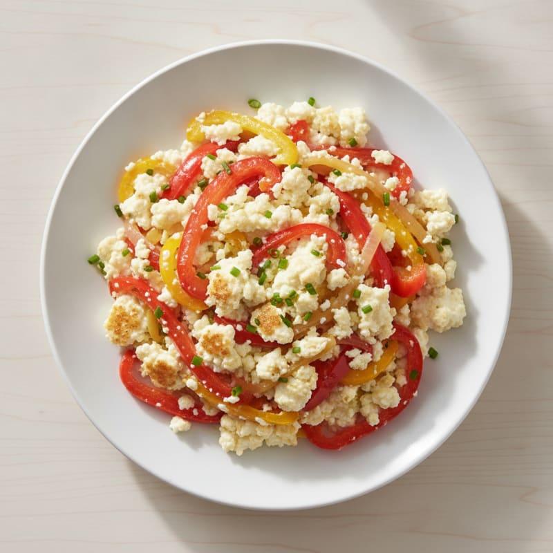 Egg White and Cottage Cheese Scramble with Sautéed Peppers