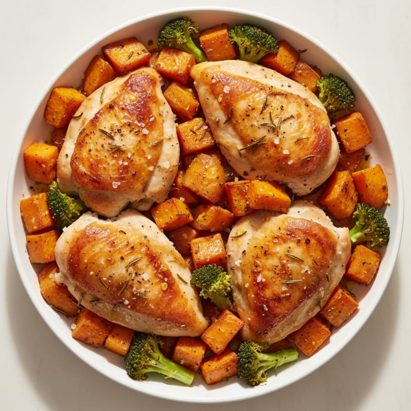 Crispy Roasted Chicken and Sweet Potatoes