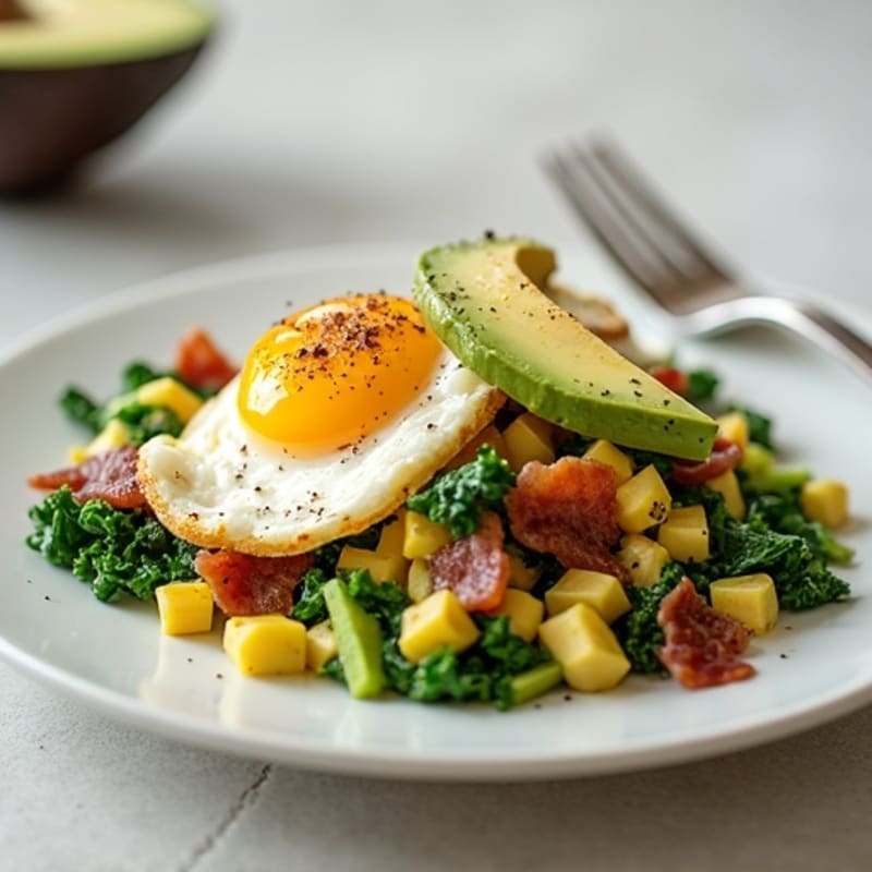 Egg White Scramble with Spinach and Turkey Bacon