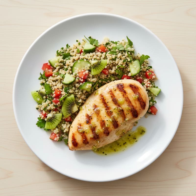 Grilled Chicken with Kiwi Marinade and Quinoa Salad