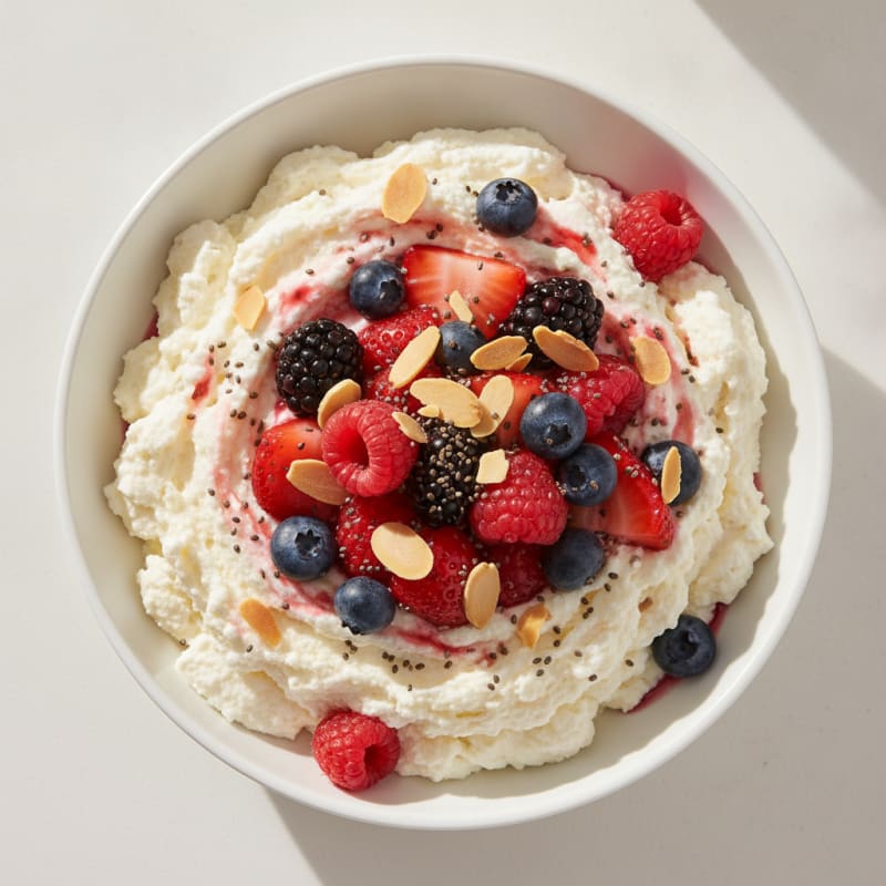 Greek Yogurt Protein Mousse with Mixed Berries