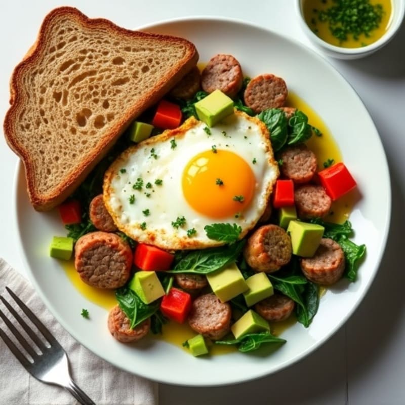 Egg White and Turkey Sausage Scramble with Spinach