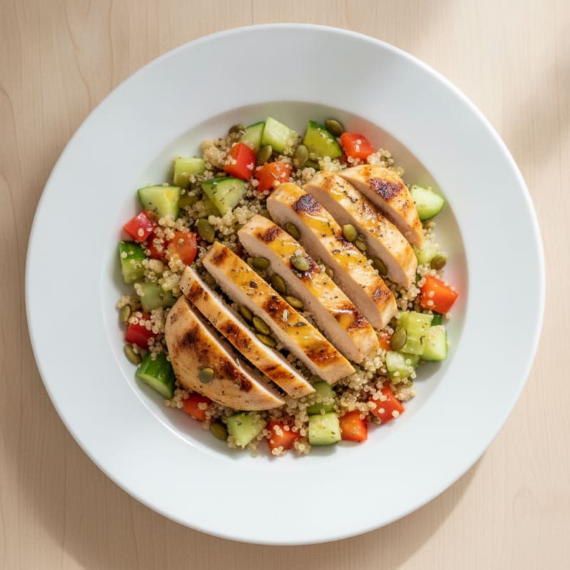 Grilled Chicken and Quinoa Salad with Crunchy Vegetables