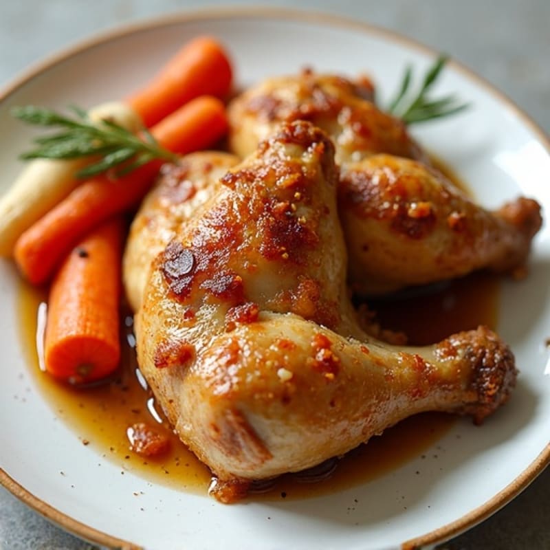 Crispy Baked Chicken Quarters with Roasted Root Vegetables
