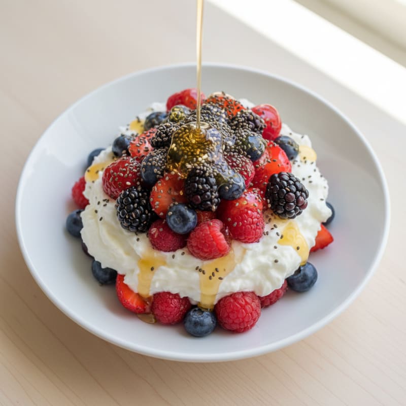 Silky Greek Yogurt Protein Pudding with Mixed Berries