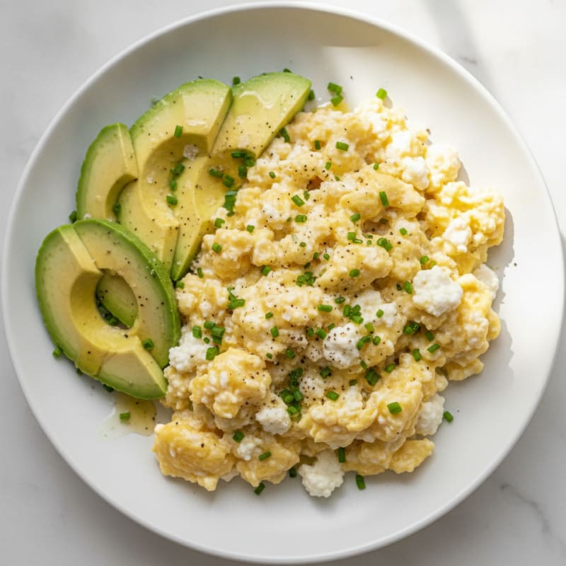 Cottage Cheese Scrambled Eggs with Avocado