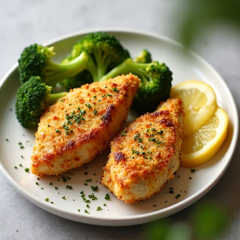 Crispy Lemon Garlic Chicken with Roasted Broccoli