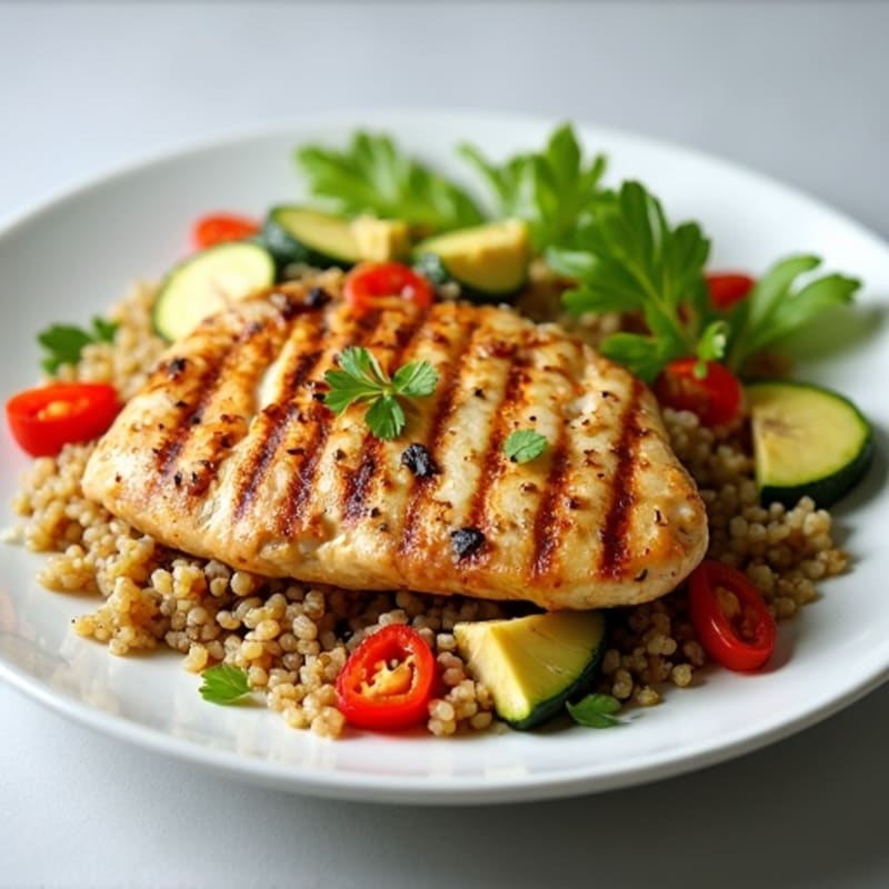 Grilled Chicken and Quinoa Salad with Roasted Vegetables