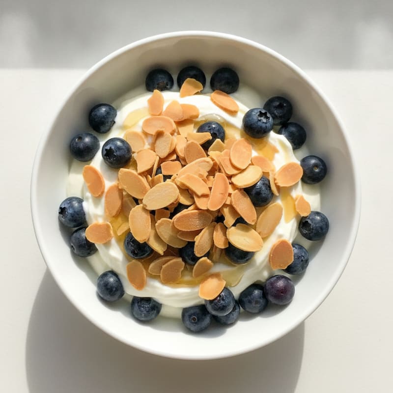 Greek Yogurt Parfait with Fresh Berries and Crunchy Almonds
