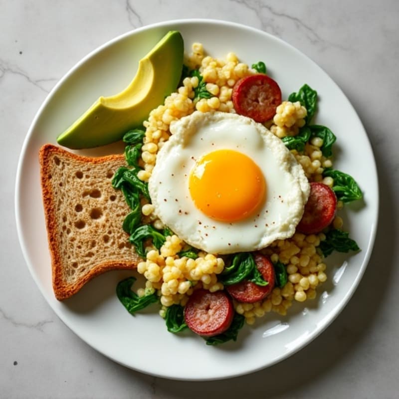 Egg White Scramble with Spinach and Turkey Sausage