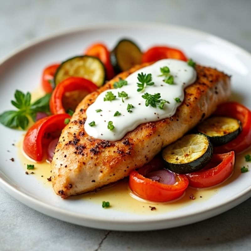 Spiced Creamy Chicken with Roasted Vegetables